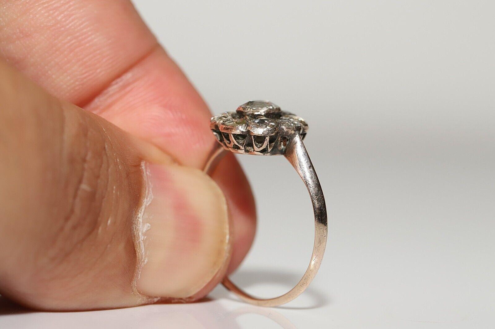Antique Circa 1900s Ottoman 8k Gold Natural Rose Cut Diamond Diamond Ring  For Sale 2
