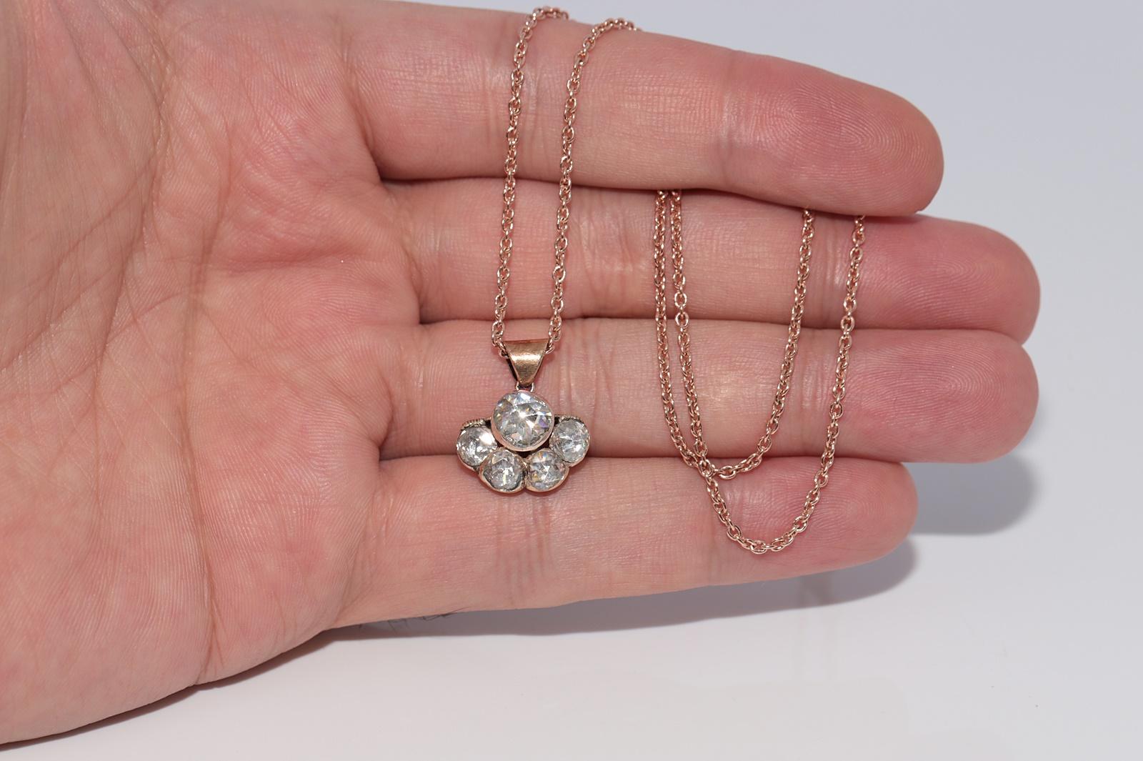 Collier pendentif ottoman ancien des années 1900 en or 8 carats avec diamants naturels taille rose en vente 6