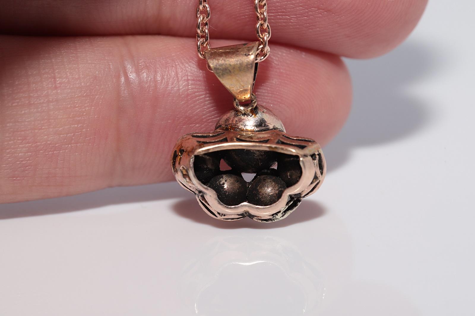 Collier pendentif ottoman ancien des années 1900 en or 8 carats avec diamants naturels taille rose en vente 8