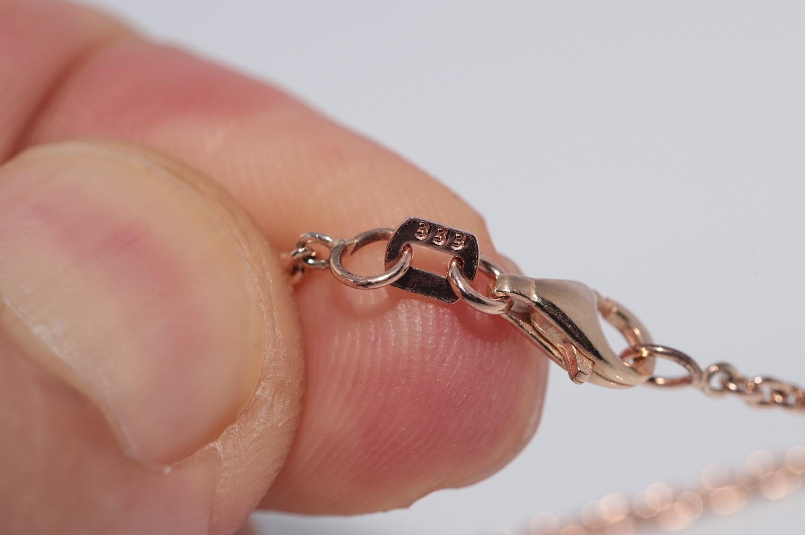 Collier pendentif ottoman ancien des années 1900 en or 8 carats avec diamants naturels taille rose en vente 9