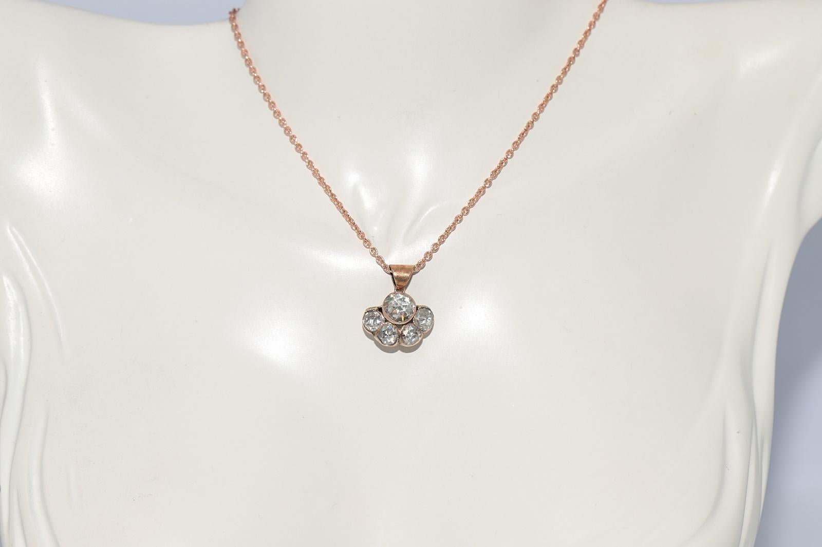 Victorien Collier pendentif ottoman ancien des années 1900 en or 8 carats avec diamants naturels taille rose en vente