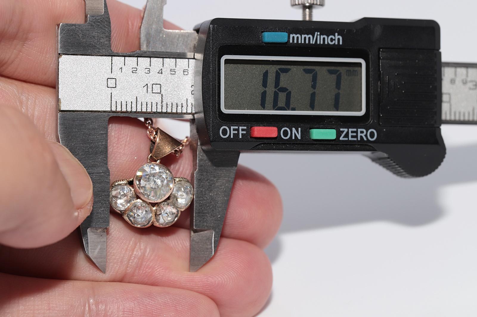 Collier pendentif ottoman ancien des années 1900 en or 8 carats avec diamants naturels taille rose en vente 1