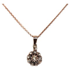 Collar Colgante Antiguo Circa 1900 Otomano Oro 8k Diamante Natural Talla Rosa