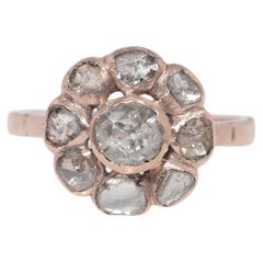 Antique Circa 1900s Ottoman 8k Gold Natural Rose Cut Diamond Ring