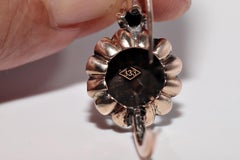 Antique Circa 1900s Ottoman 8k Gold Natural Rose Cut Diamond Rose Earring