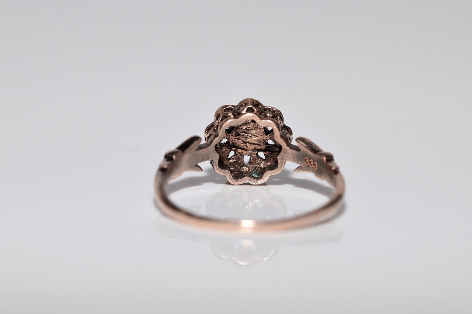 Antique Circa 1900s Ottoman Handcrafted 8k Gold Natural Rose Cut Diamond Ring For Sale 10