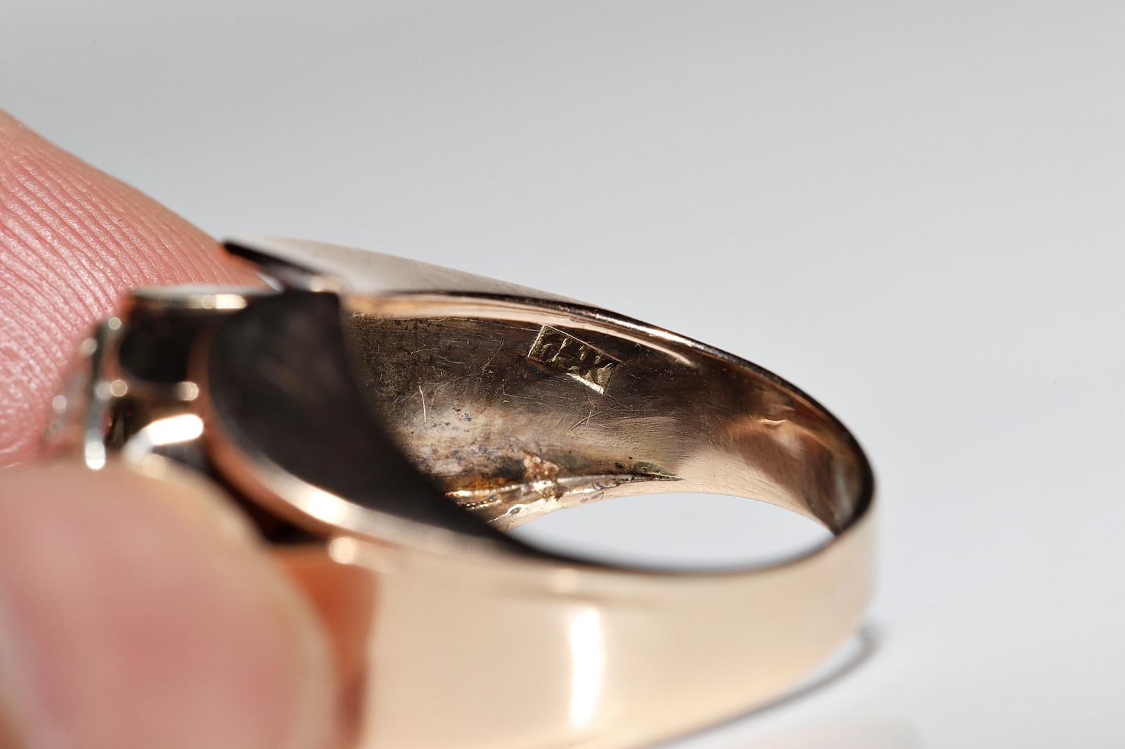 Antique Circa 1900s Victorian  14k Gold Top Silver Natural Diamond  Strong Ring For Sale 5