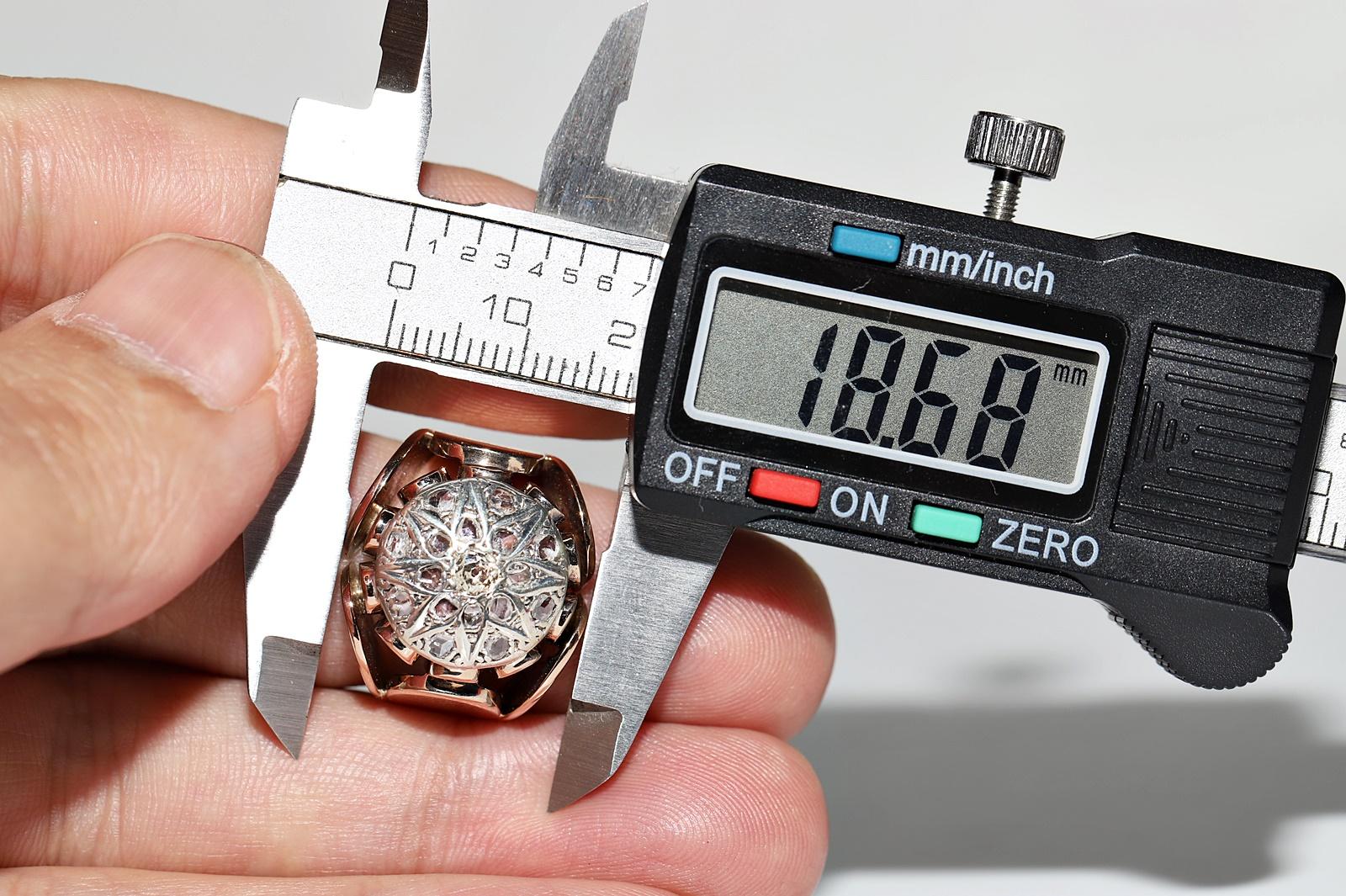 Antike CIRCA 1900s Viktorianisch  14k Gold Platin Silber natürlicher Diamant  Starker Ring im Angebot 7