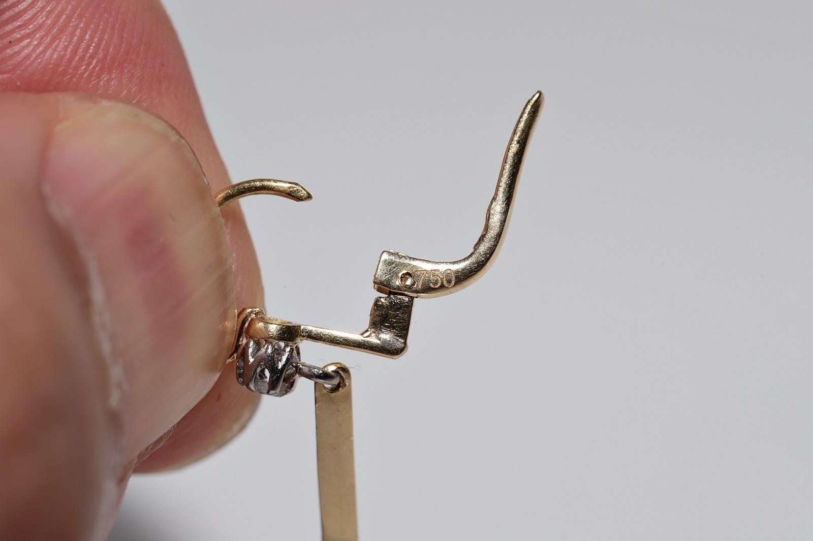 Antico orecchino a goccia decorato con diamanti naturali in oro 18 ct. del 1900 CIRCA in vendita 4