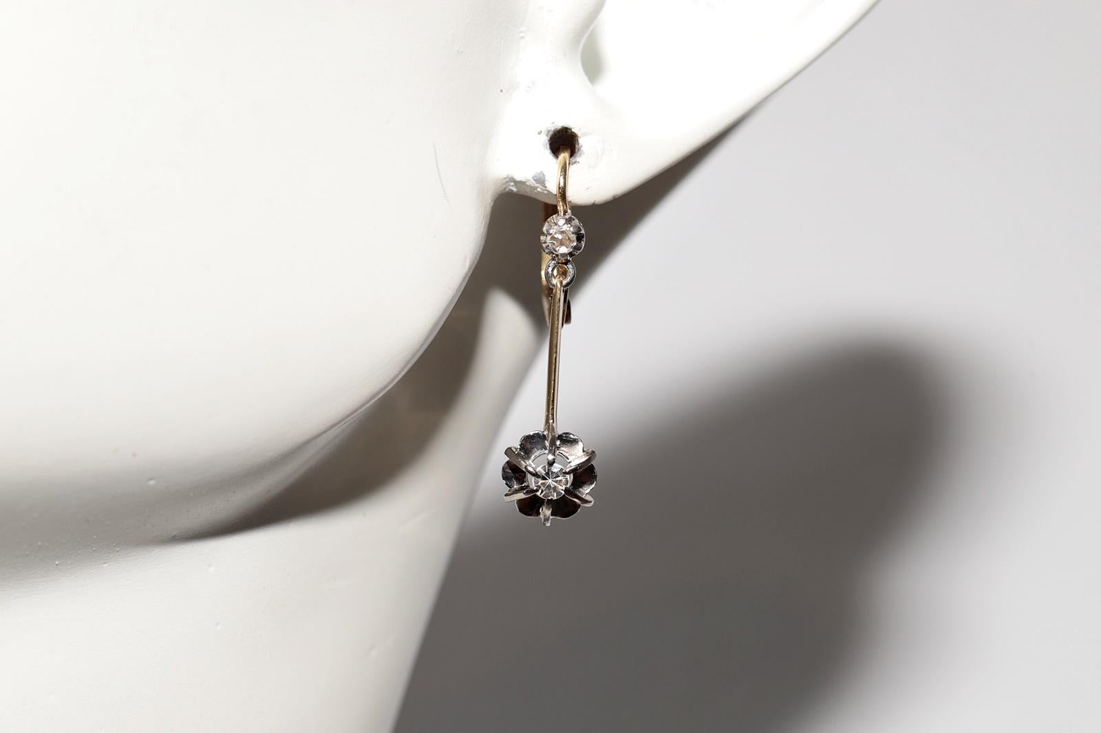 Antico orecchino a goccia decorato con diamanti naturali in oro 18 ct. del 1900 CIRCA in vendita 5