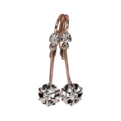 Antico orecchino a goccia decorato con diamanti naturali in oro 18 ct. del 1900 CIRCA