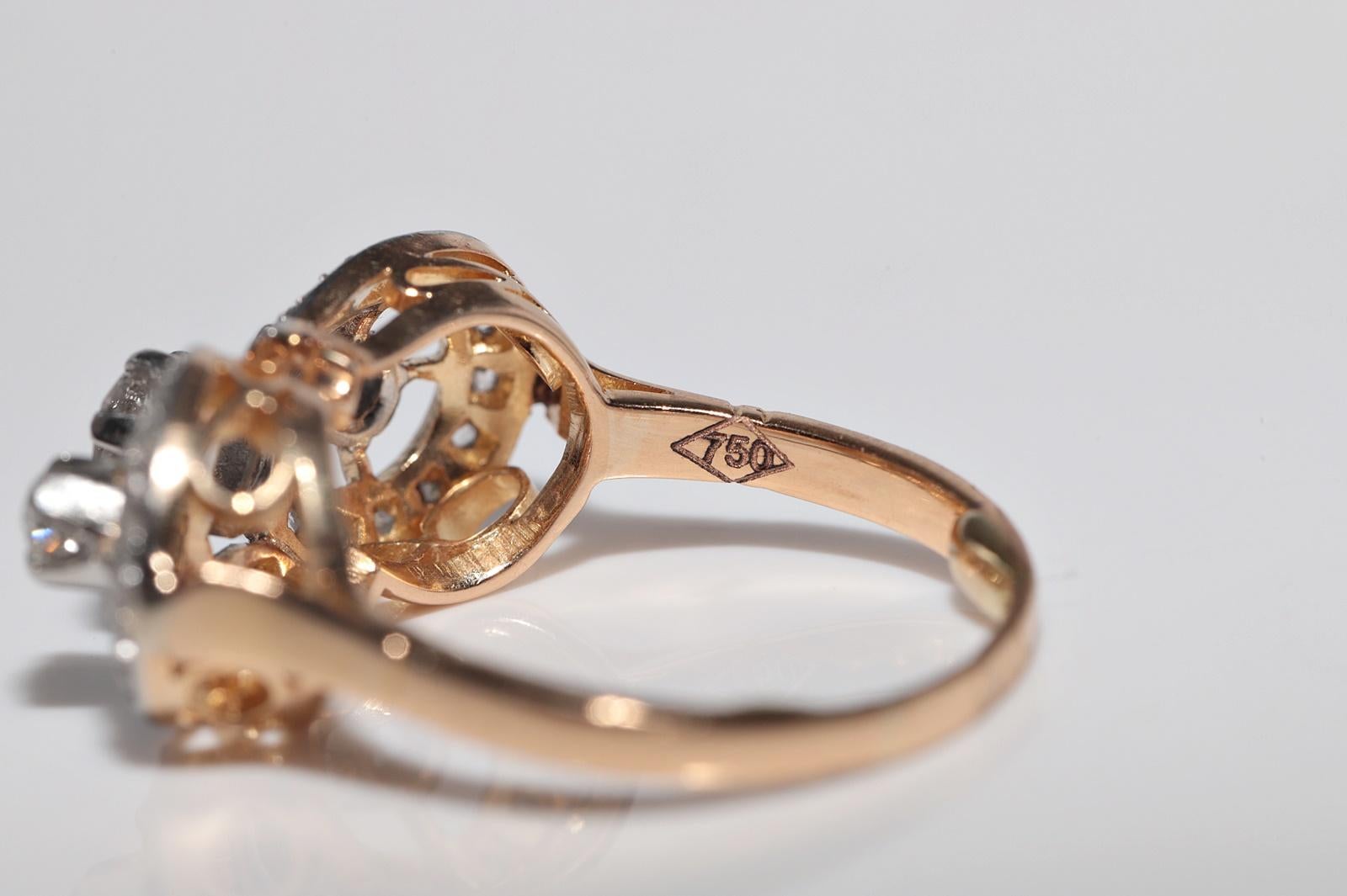 Antique Circa 1900s Victorien Or 18k Diamant Naturel Décoré Bague en vente 5