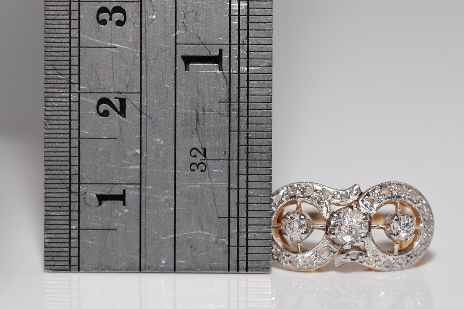 Antique Circa 1900s Victorien Or 18k Diamant Naturel Décoré Bague en vente 6