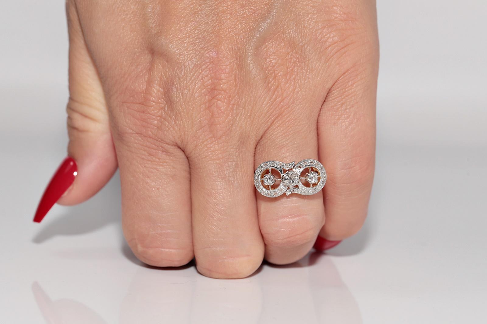 Antique Circa 1900s Victorien Or 18k Diamant Naturel Décoré Bague en vente 10