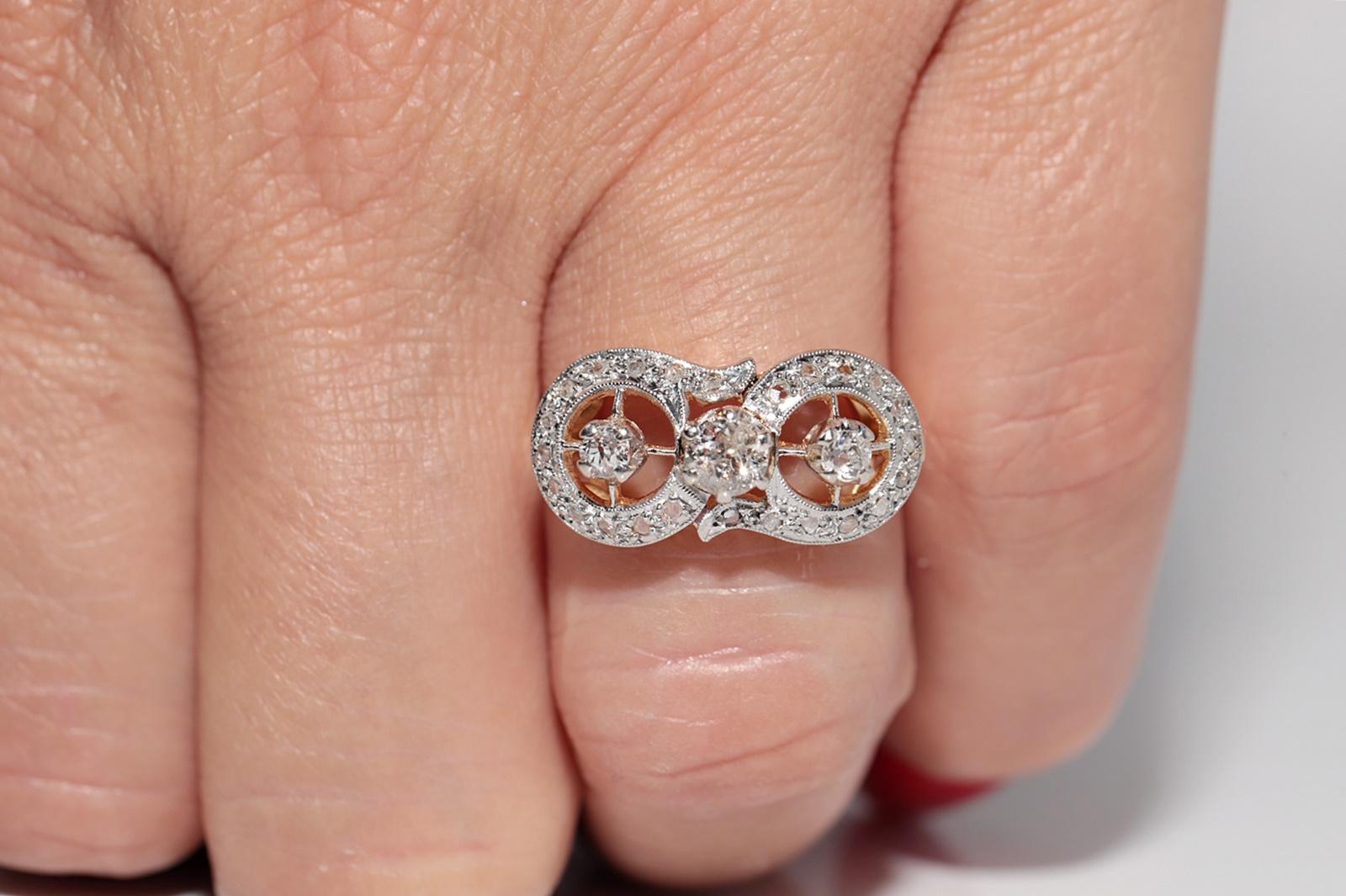 Antique Circa 1900s Victorien Or 18k Diamant Naturel Décoré Bague en vente 11