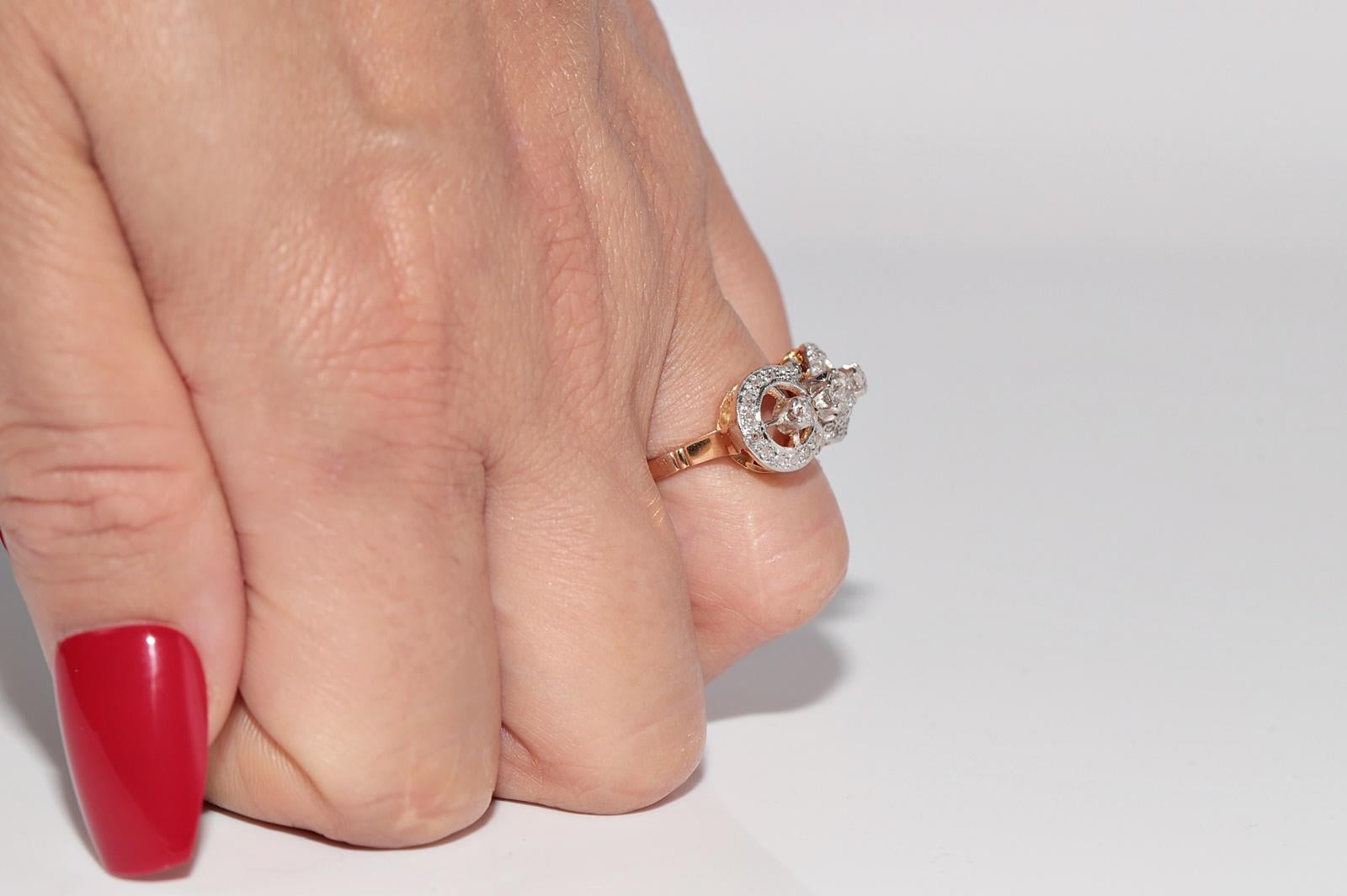 Antique Circa 1900s Victorien Or 18k Diamant Naturel Décoré Bague en vente 12