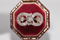 Antique Circa 1900s Victorian 18k Gold Natural Diamond Decorated Ring