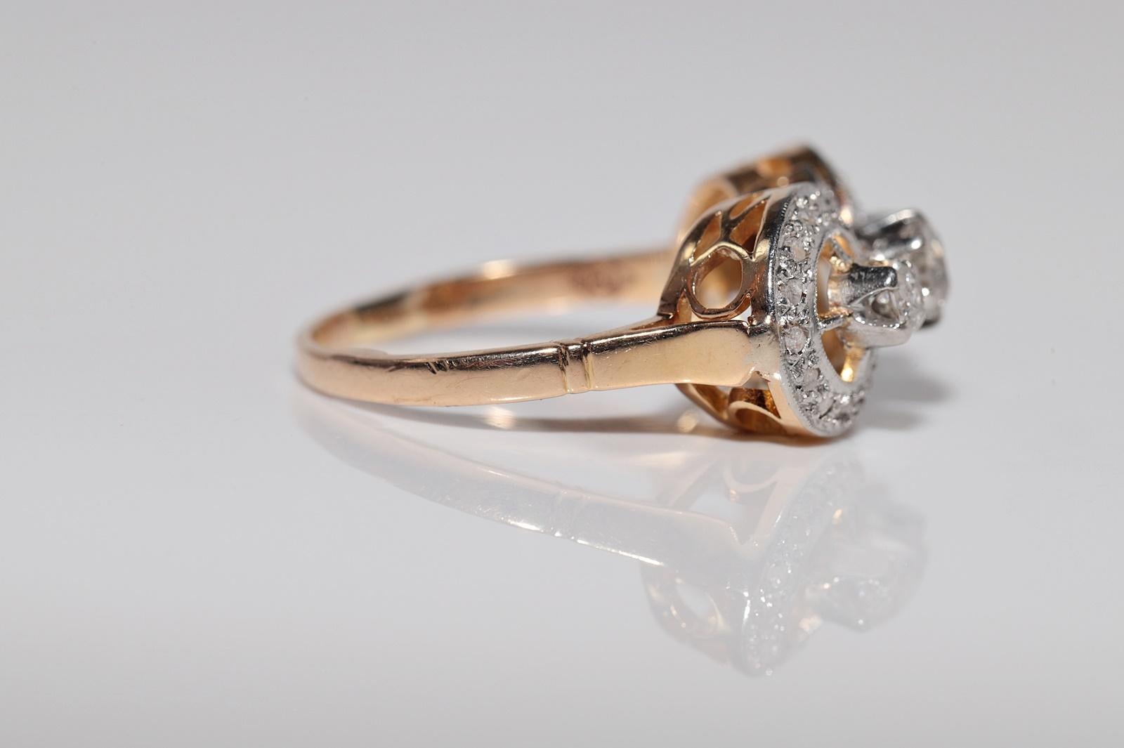 Antique Circa 1900s Victorien Or 18k Diamant Naturel Décoré Bague en vente 1