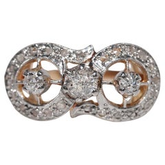 Antique Circa 1900s Victorien Or 18k Diamant Naturel Décoré Bague