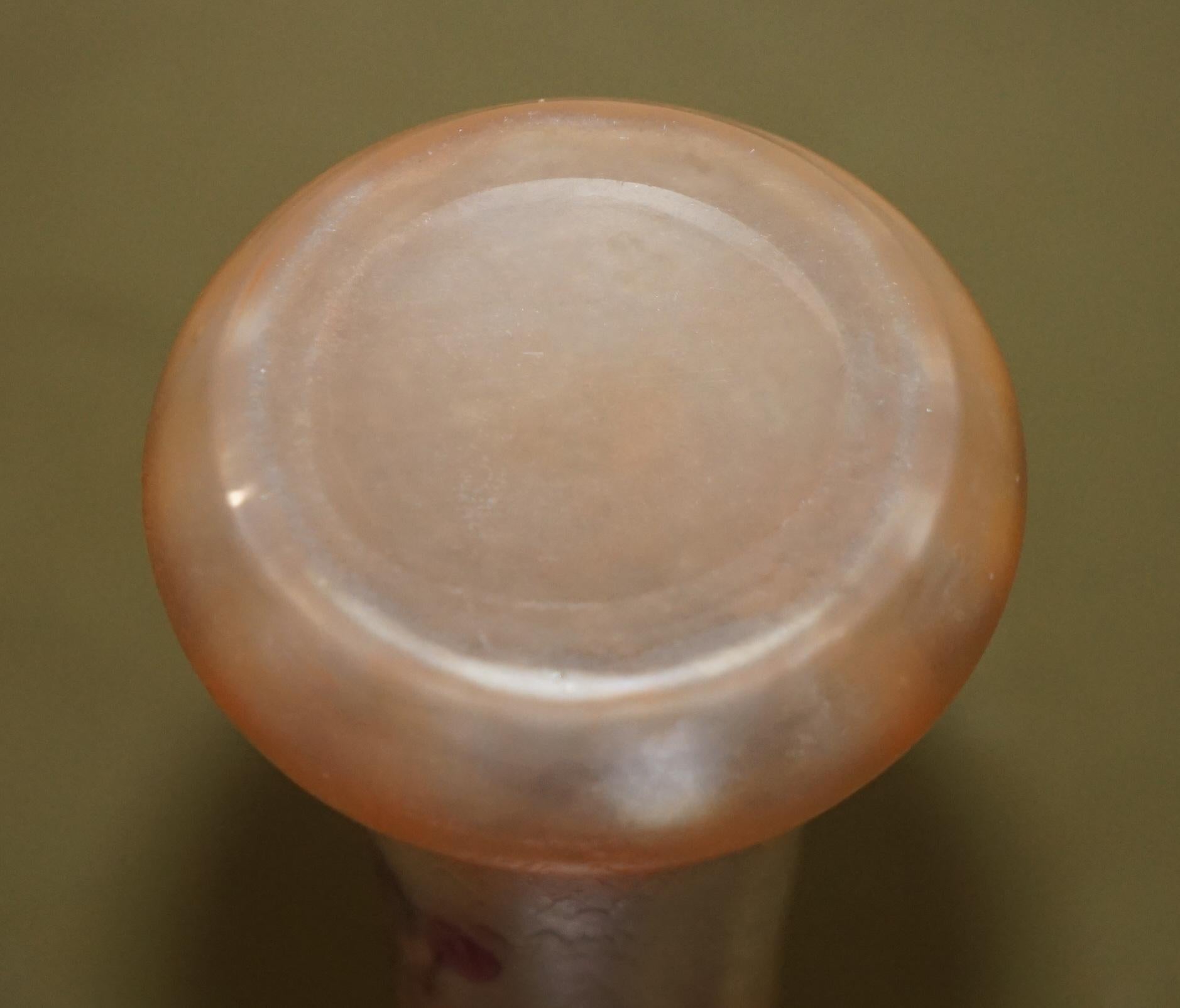 Vaso in vetro firmato ANTIQUE CIRCA 1907 ST DENIS FRANCE LEGRAS RUBIS SERIES FLORAL in vendita 4