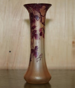 ANTiQUE CIRCA 1907 ST DENIS FRANCE LEGRAS RUBIS SERIES FLORAL SIGNED GLASS VASE