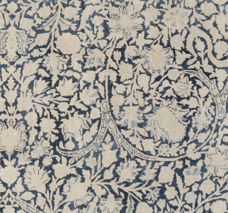 Antike CIRCA 1910 Blau Persisch Kerman Millefleur Wolle Hand geknüpft 11' X 17' (Handgewebt) im Angebot