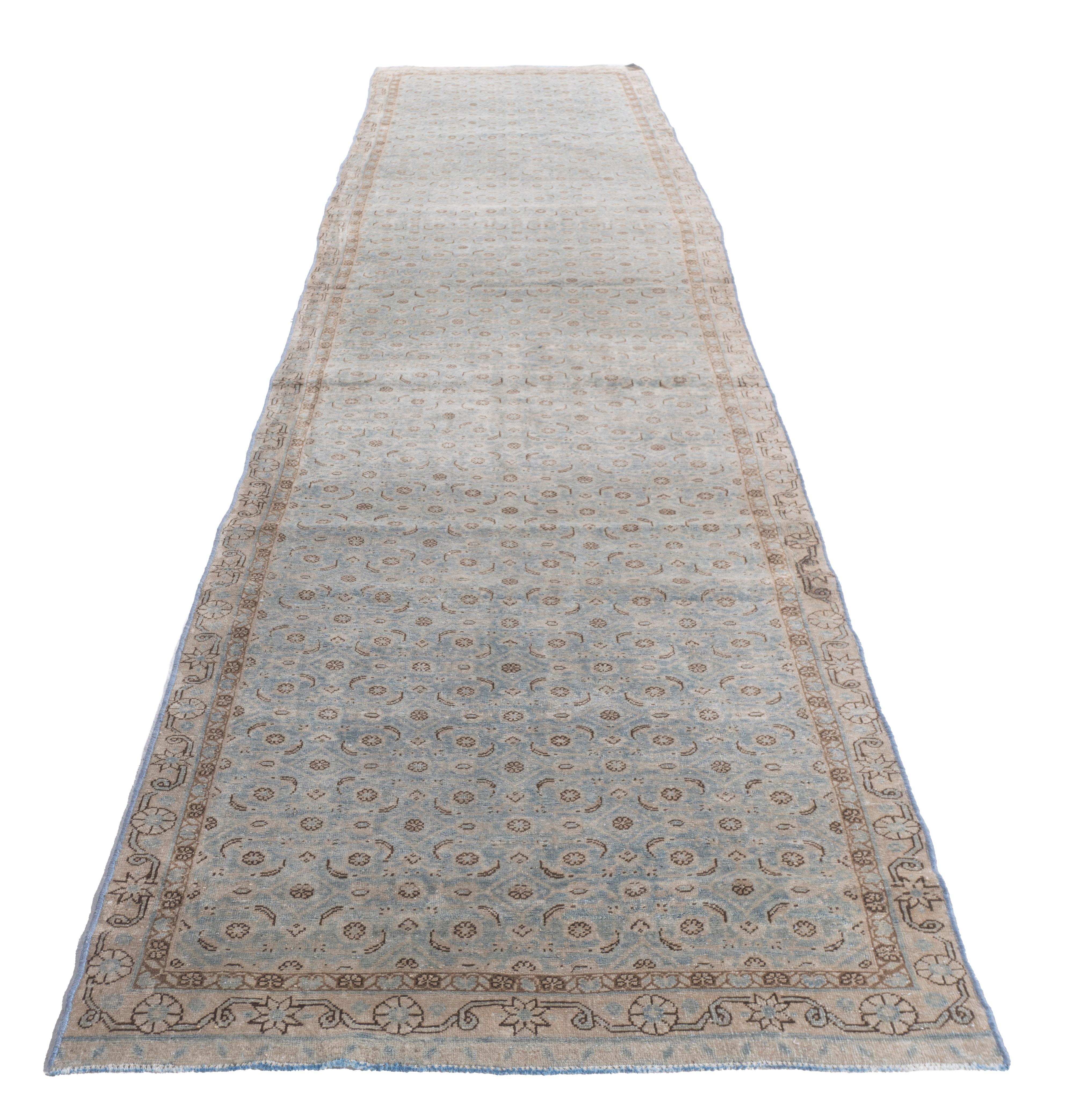 Antique Circa 1910 Blue Persian Tabriz Hand Knotted Runner One Of A Pair For Sale 4