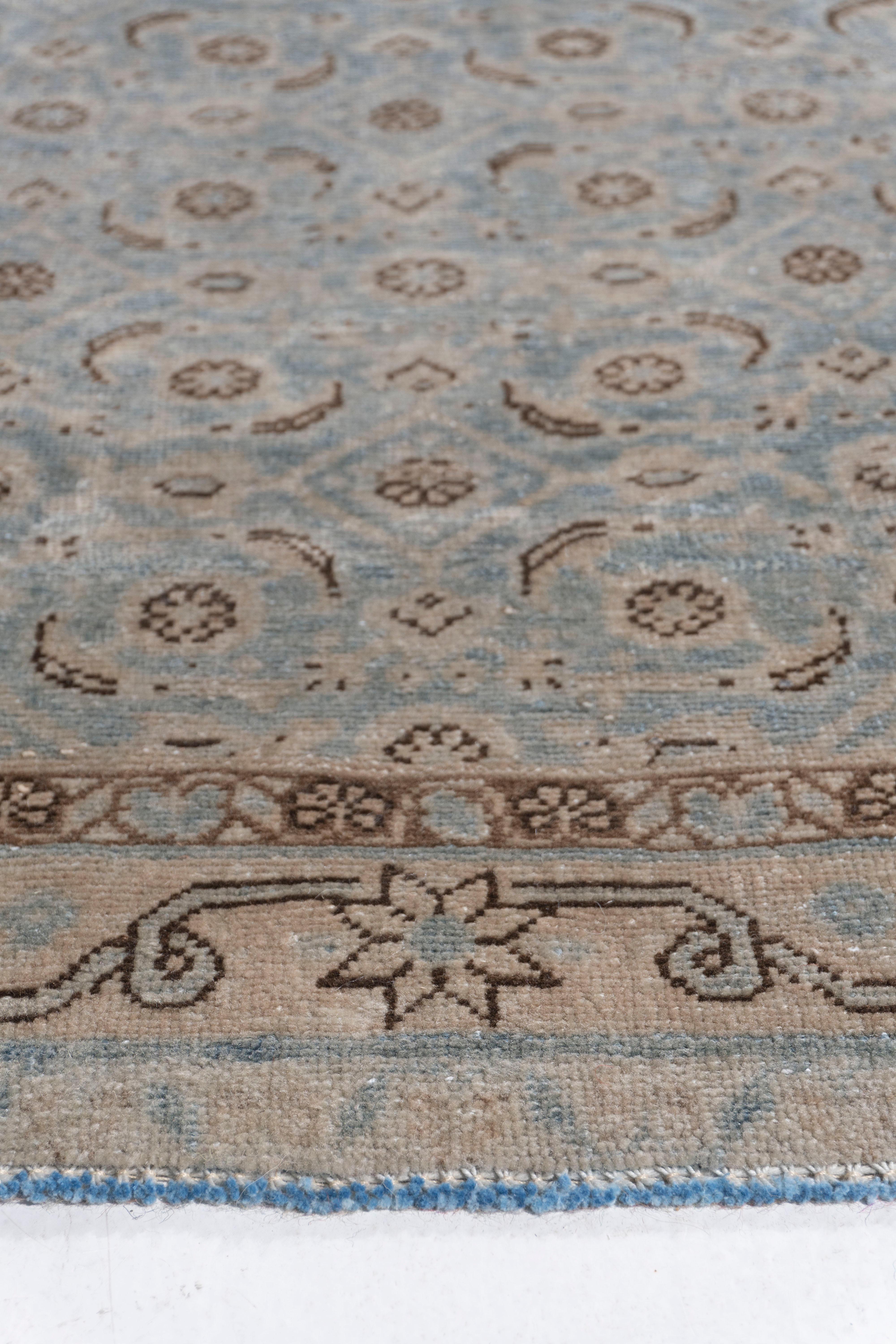 Antique Circa 1910 Blue Persian Tabriz Hand Knotted Runner One Of A Pair For Sale 5