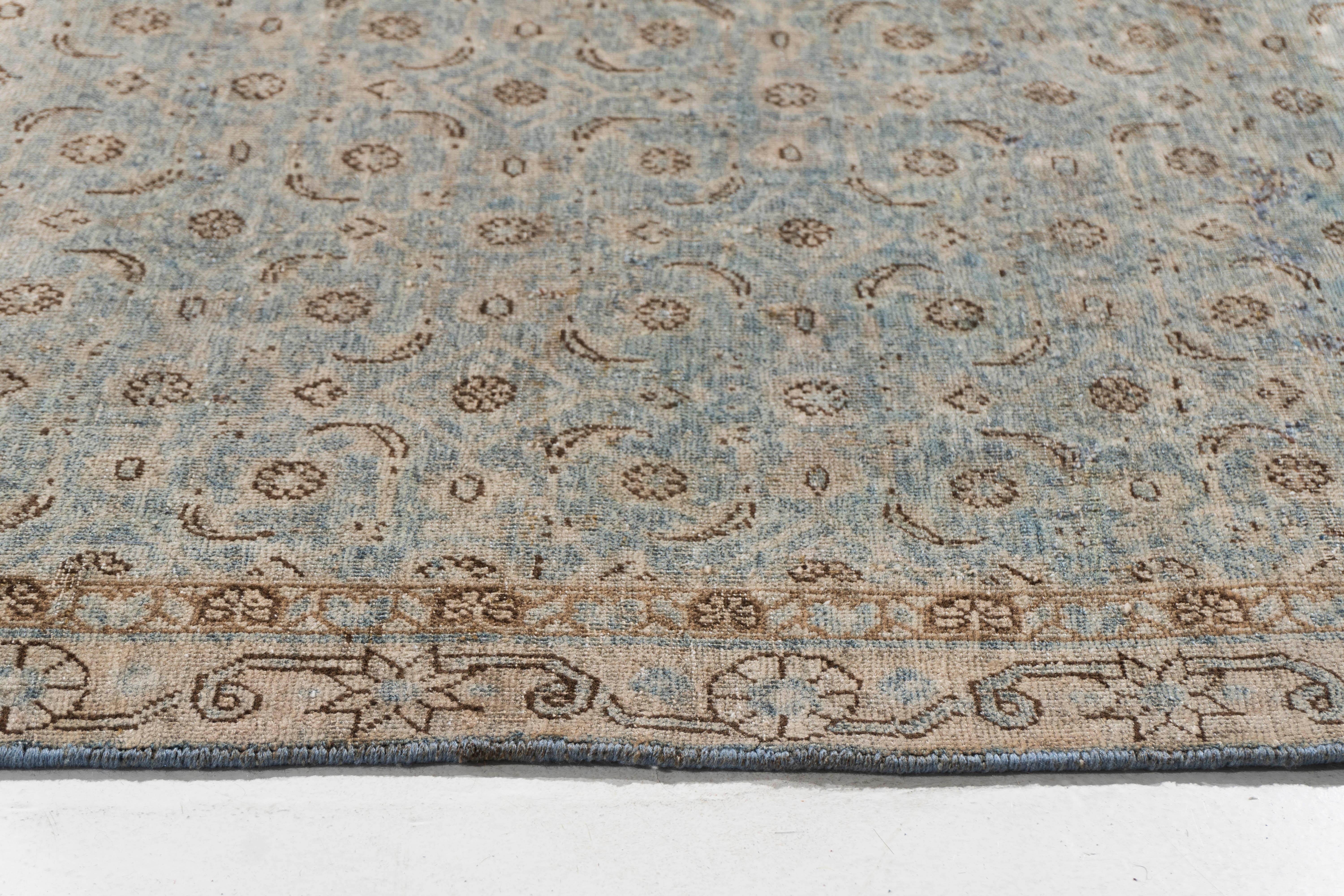 Paire de tapis de couloir persans Tabriz bleus noués à la main, datant d'environ 1910 Bon état - En vente à New York, NY