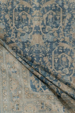 Antike CIRCA 1910 Blau Persisch Tabriz Teppich Teppich Wolle Hand geknotet 9'2 x 13'2