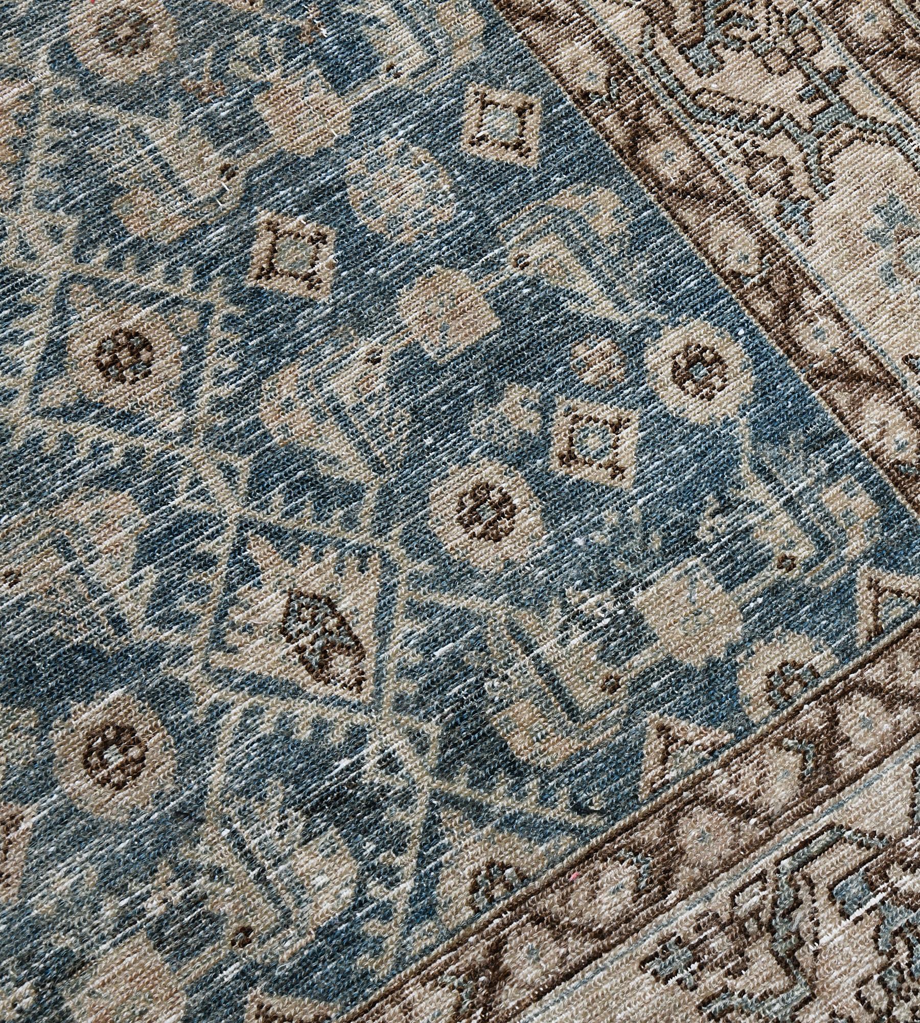 20th Century Antique, Circa-1910, Blue Wool Persian Malayer Runner For Sale