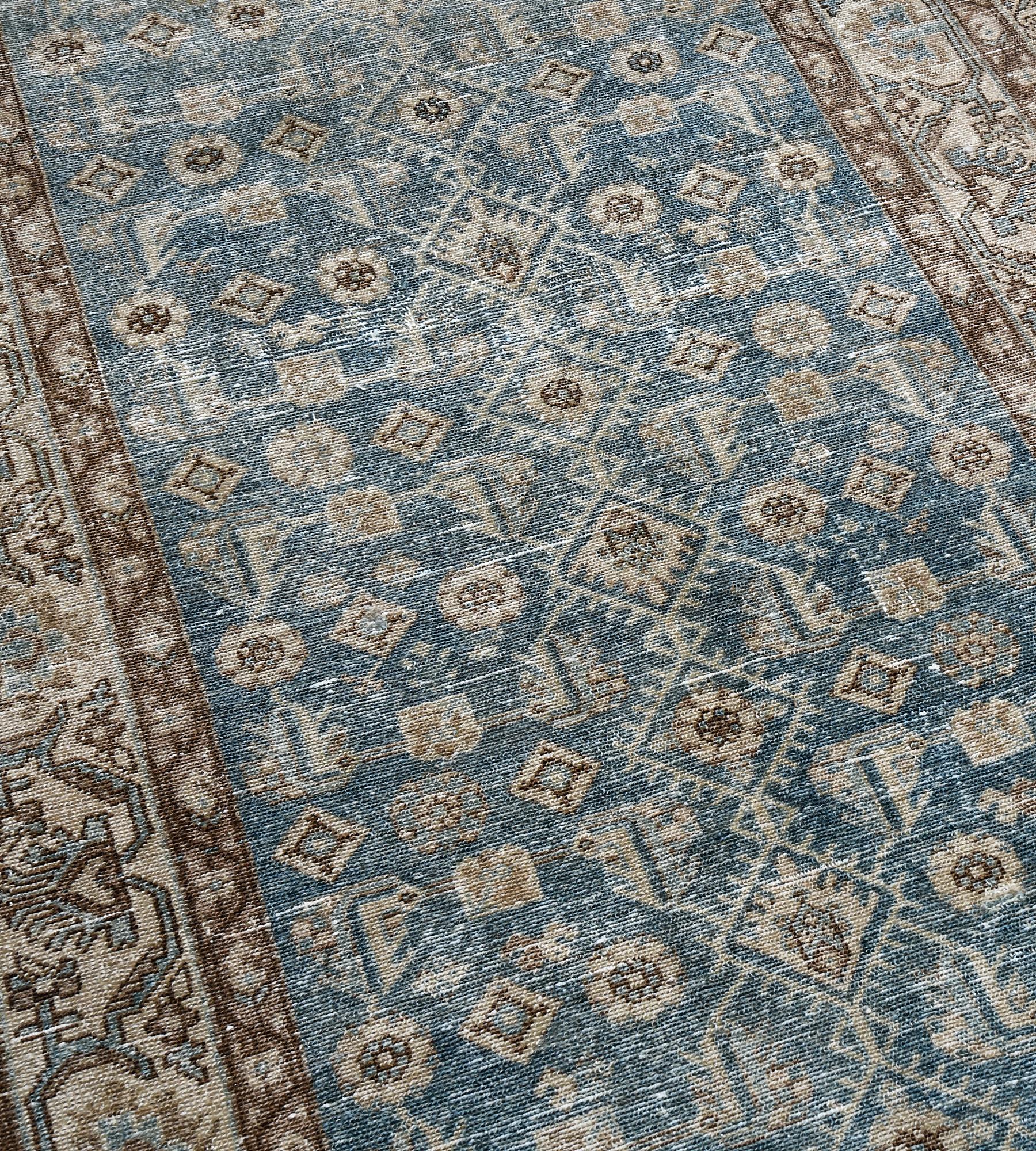 Antique, Circa-1910, Blue Wool Persian Malayer Runner For Sale 1
