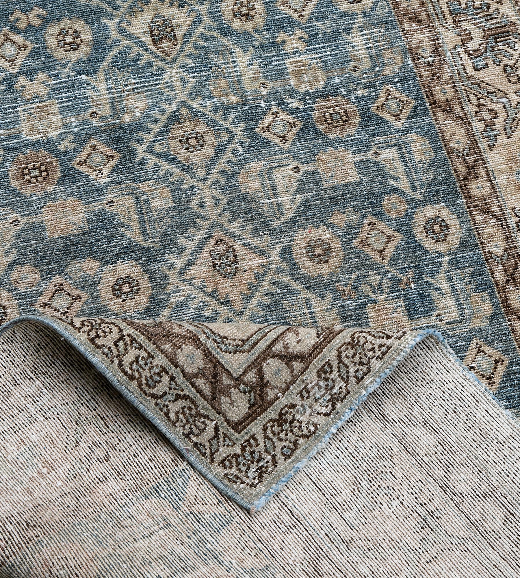 Antique, Circa-1910, Blue Wool Persian Malayer Runner For Sale 4