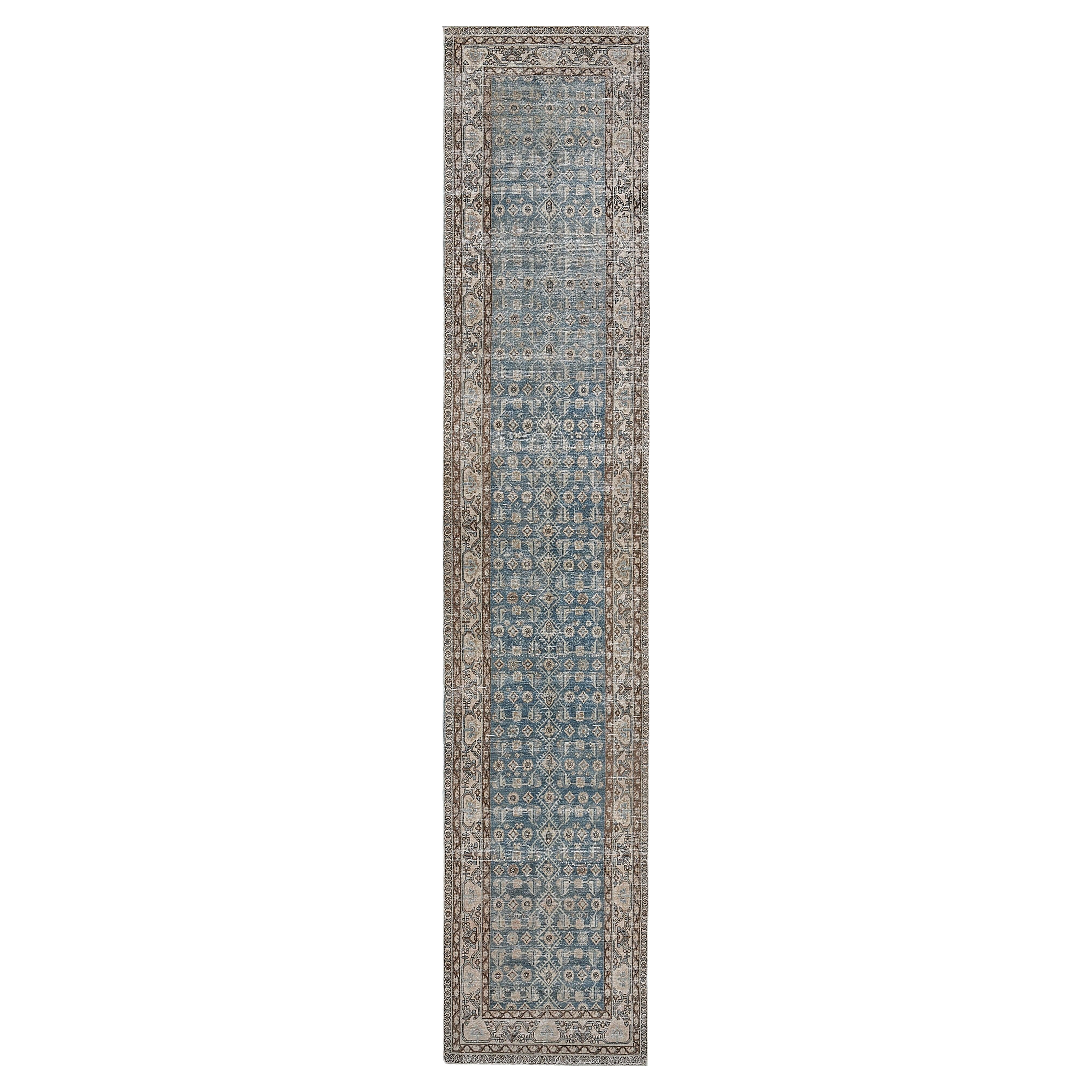 Antique, Circa-1910, Blue Wool Persian Malayer Runner For Sale