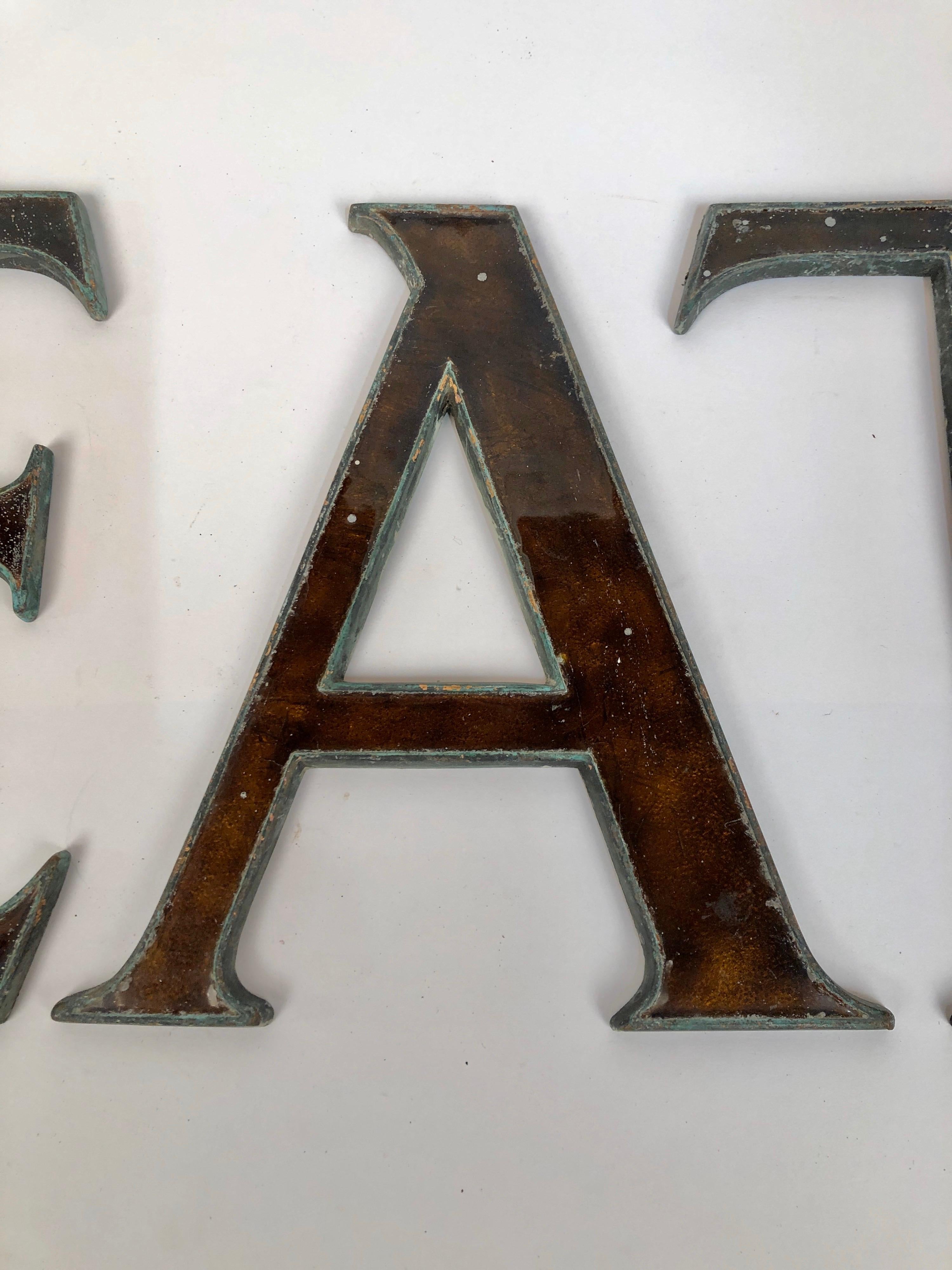 English Antique circa 1910 Bronze and Glass Store Sign Letters from London