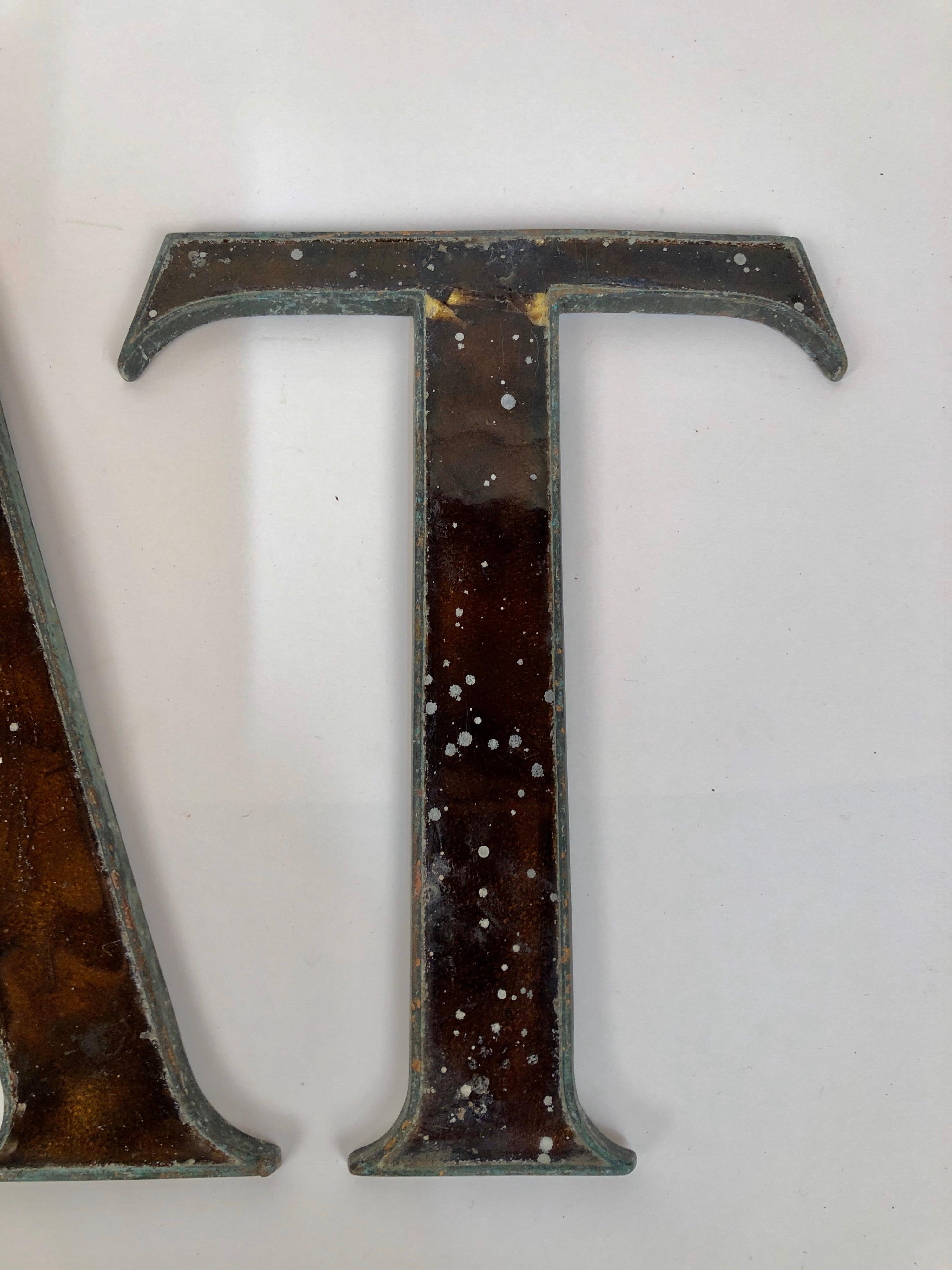 Cast Antique circa 1910 Bronze and Glass Store Sign Letters from London