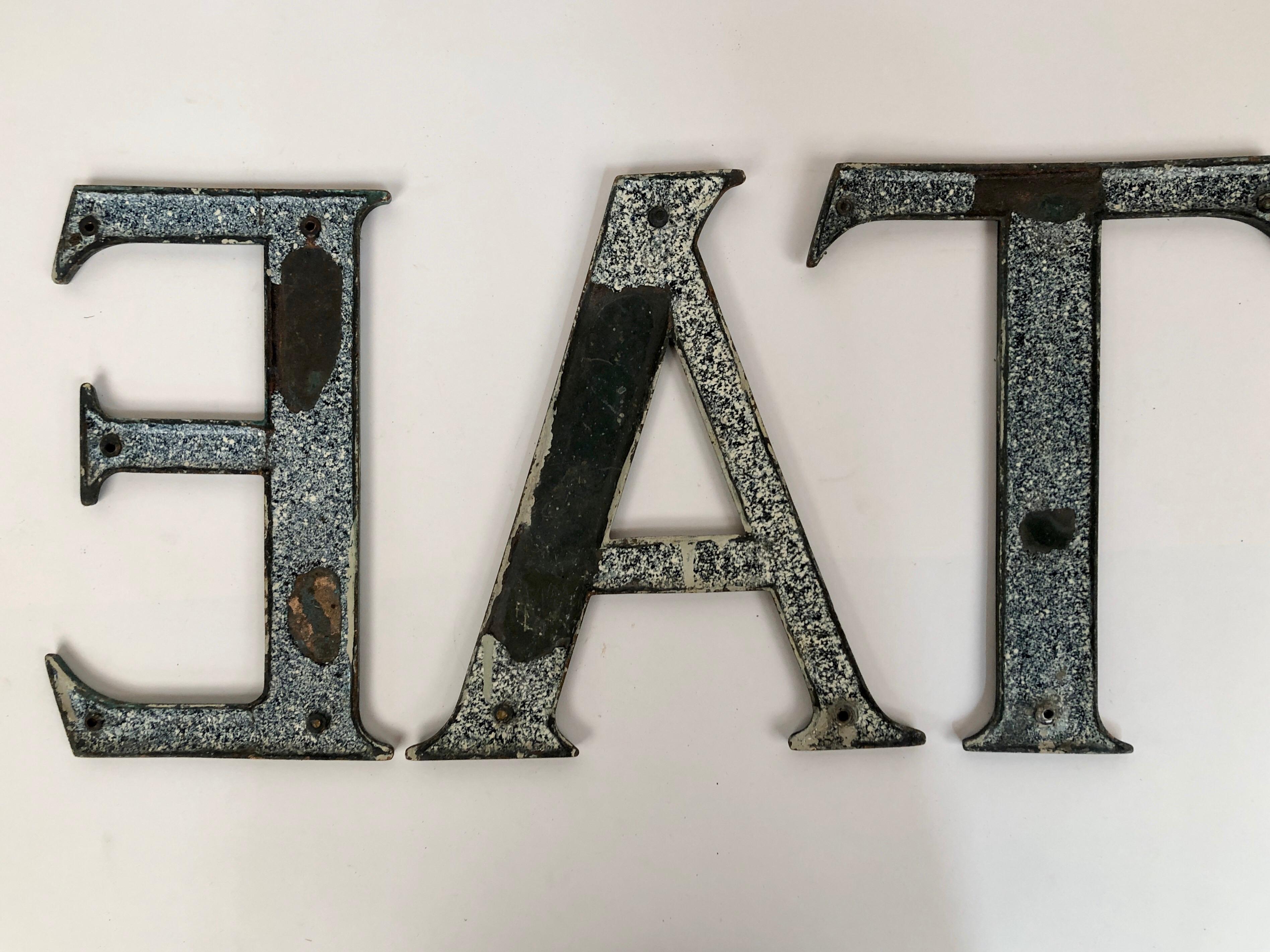 Antique circa 1910 Bronze and Glass Store Sign Letters from London In Good Condition In Manhasset, NY