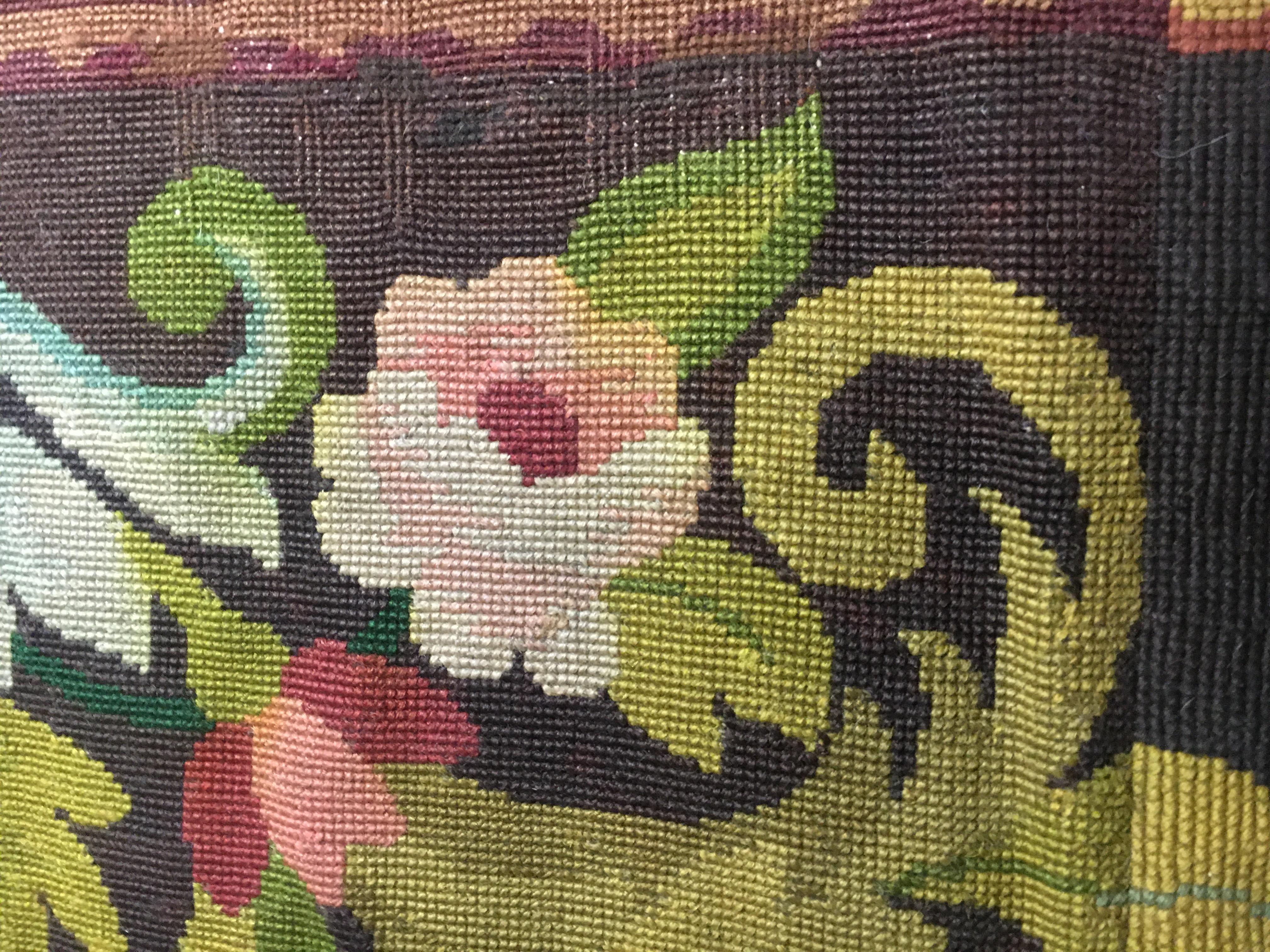 Antique Circa 1910 Brown French Textile Needlepoint Panel, 5'9 x 12'8 Tejido a mano en venta