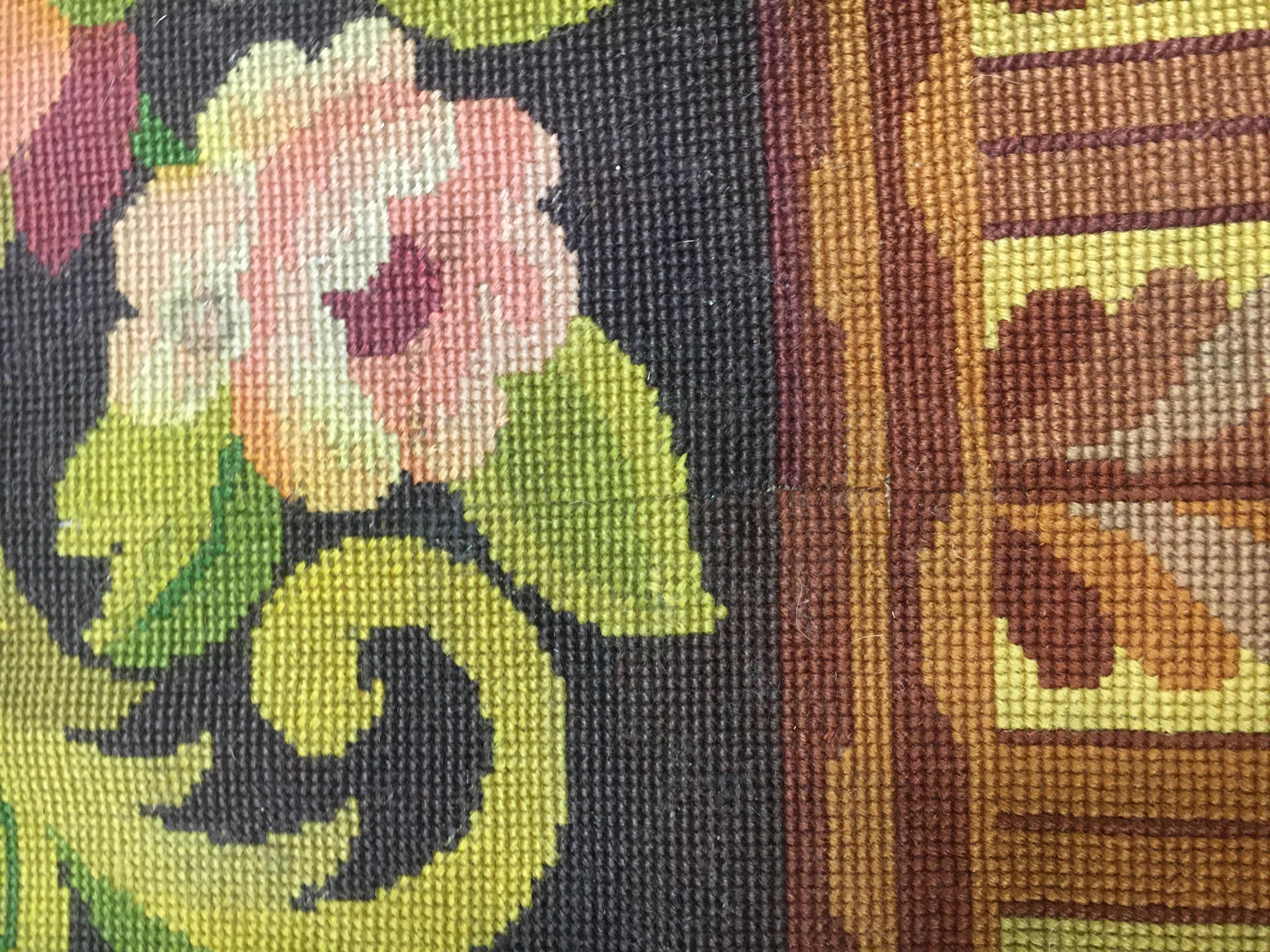 Antique Circa 1910 Brown French Textile Needlepoint Panel, 5'9 x 12'8 en venta 2