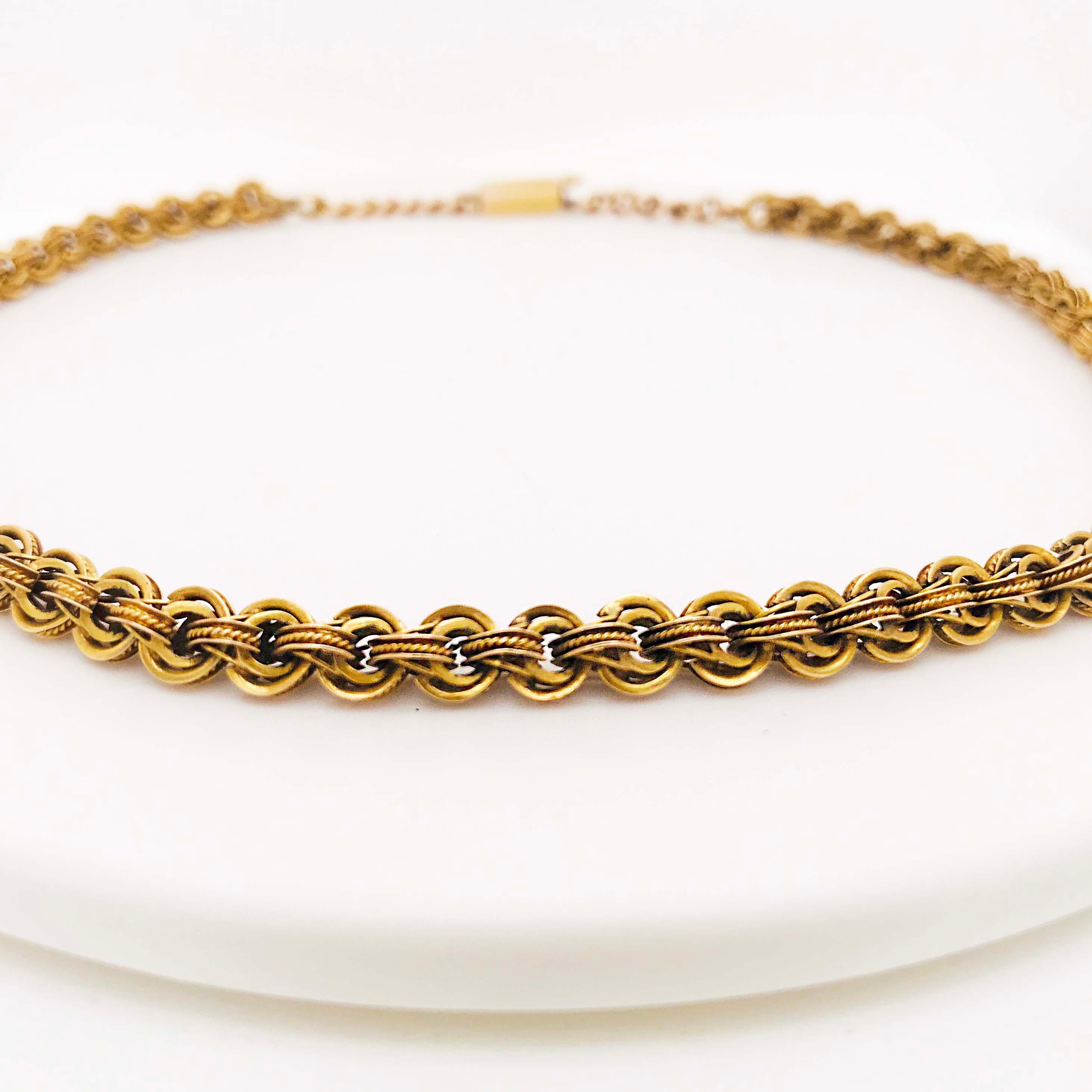 Edwardian Antique circa 1910 Custom Link Chain Gold Choker Necklace Yellow Gold Choker