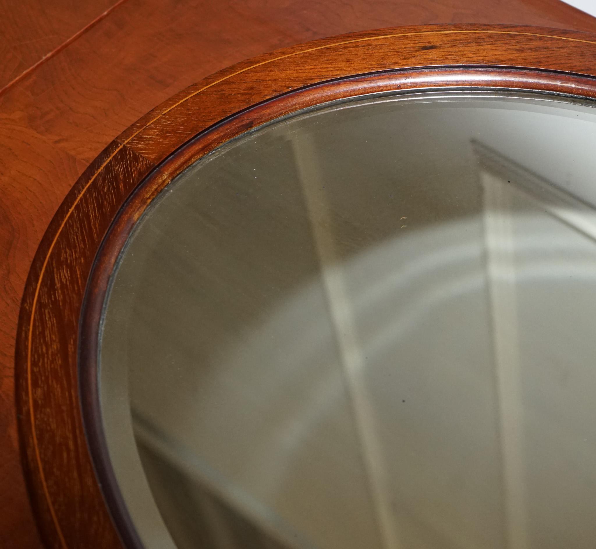 ANTIQUE CIRCA 1910 EDWARDIAN OVAL WALL BEVELED MiRROR (Britisch) im Angebot