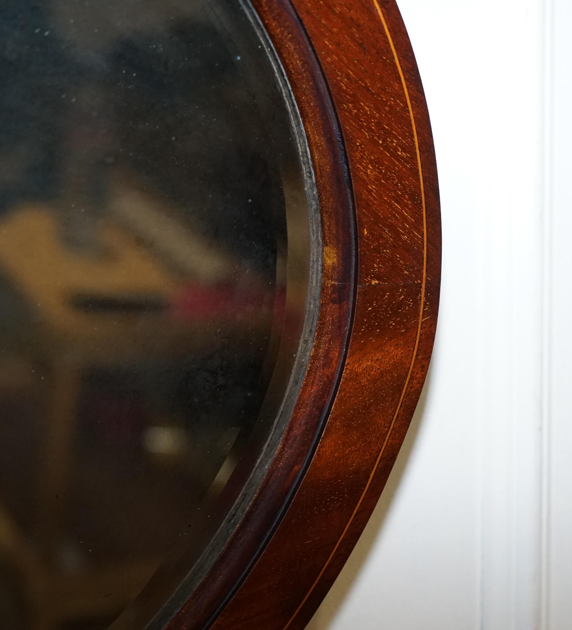 ANTIQUE CIRCA 1910 EDWARDIAN OVAL WALL BEVELED MiRROR (Eichenholz) im Angebot