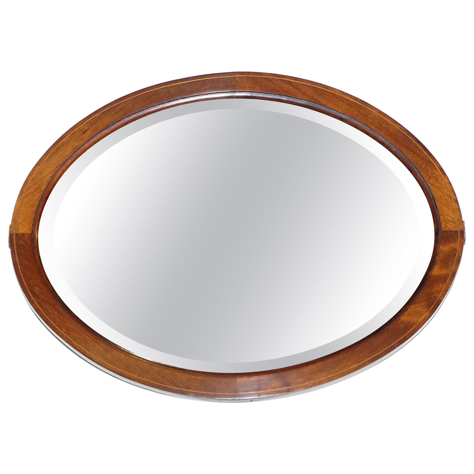 ANTIQUE CIRCA 1910 EDWARDIAN OVAL WALL BEVELED MiRROR