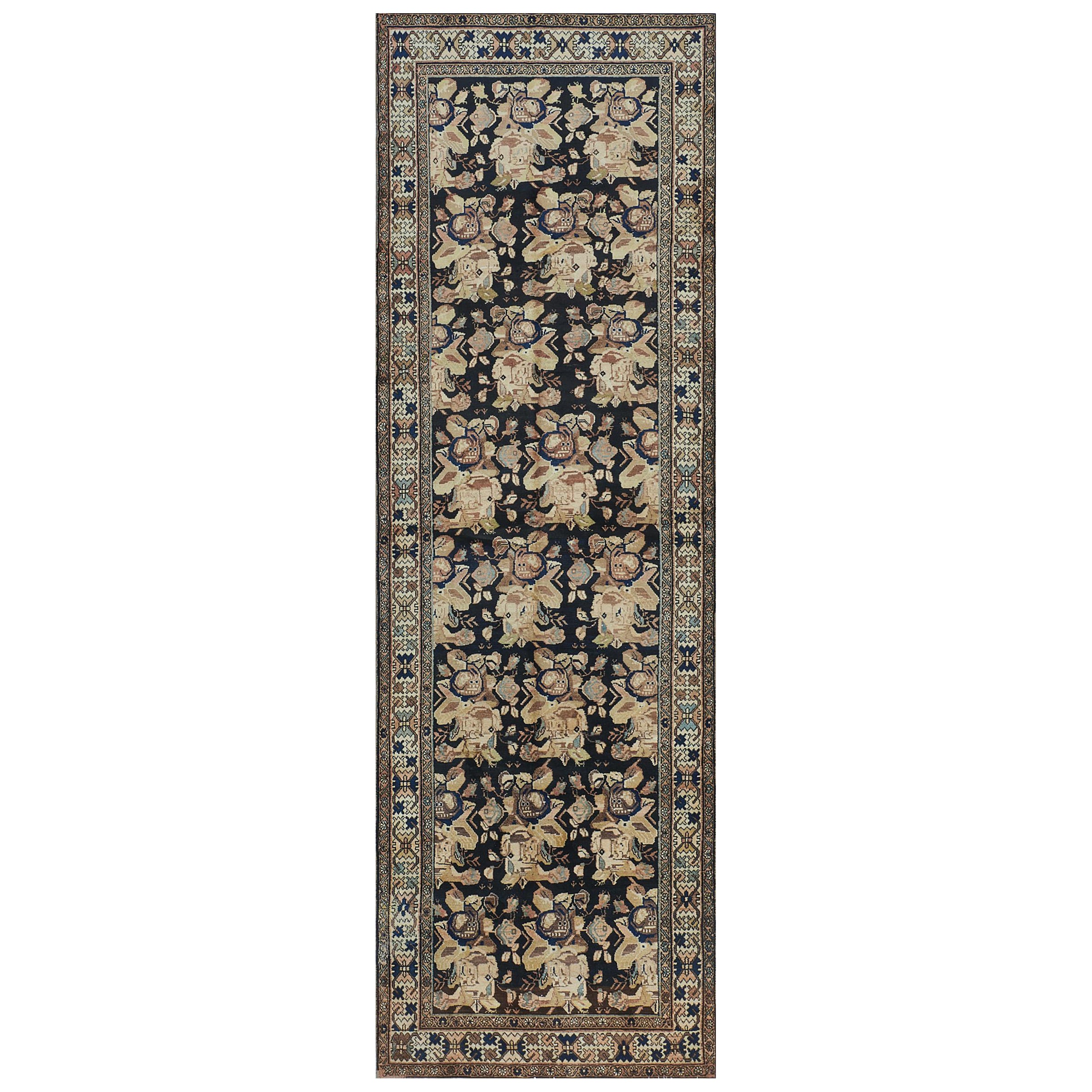 Antico runner persiano malayer floreale del 1910 circa