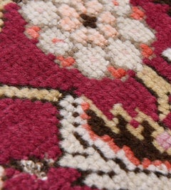 Antique Hand-Knotted Karabagh Rug, Wool, Floral Design, Caucasus, 1910