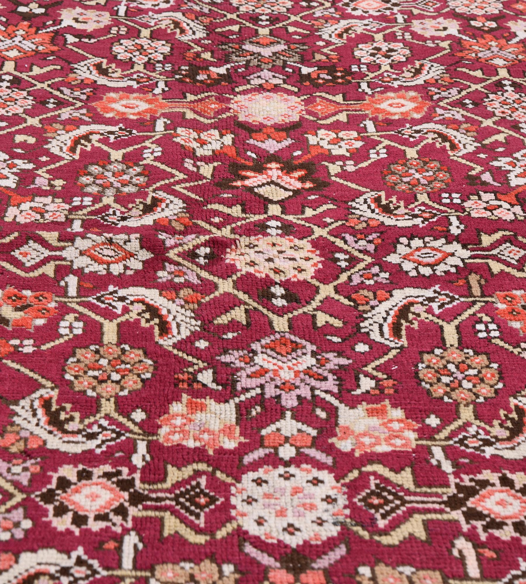 Antique Circa-1910 Floral Red Karabagh Rug In Good Condition For Sale In West Hollywood, CA