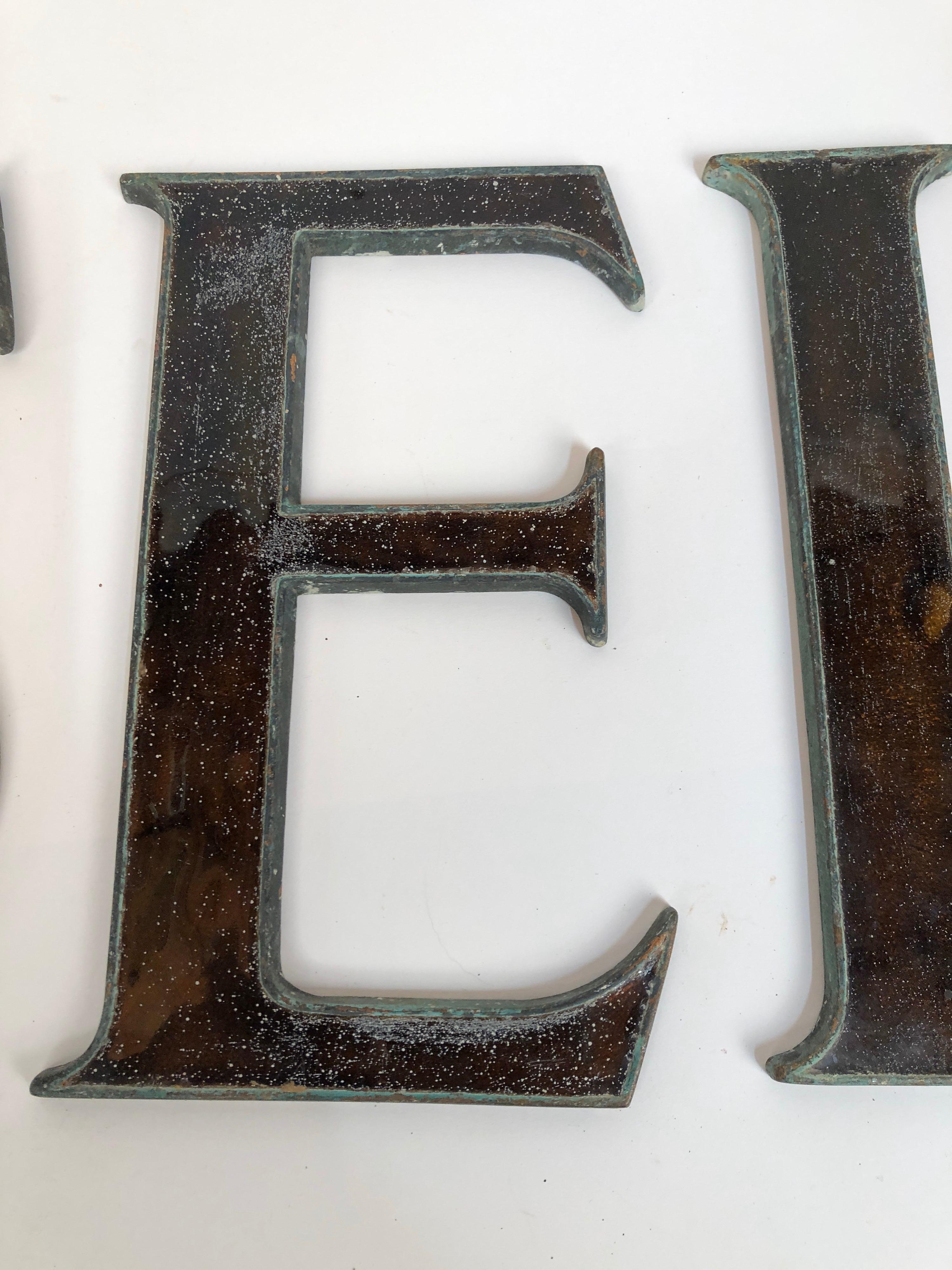 English Antique circa 1910 Glass and Bronze Store Sign Letters from London