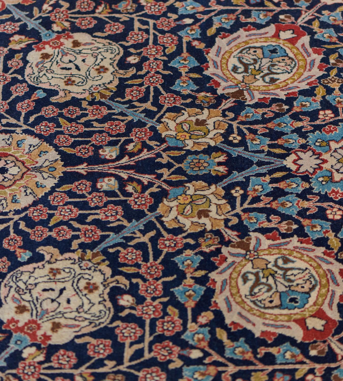 Hand-Knotted Antique Circa-1910 Hand-knotted Wool Floral Authentic Persian Tabriz Rug For Sale