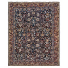 Antiker handgeknüpfter, geblümter, authentischer, persischer Täbris-Teppich aus Wolle, um 1910