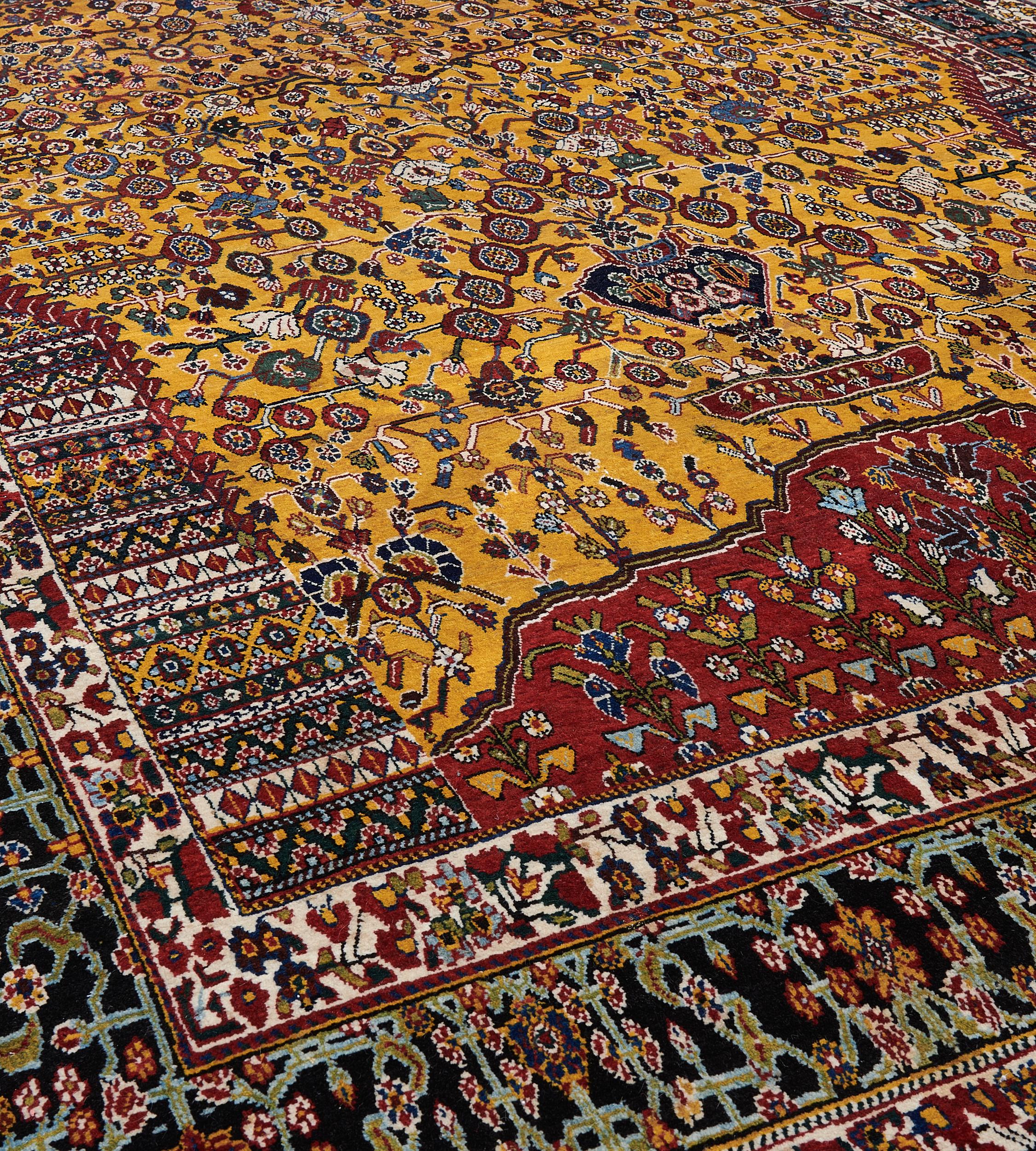 Persian Antique, circa 1910, Handwoven Qashqai Prayer Rug For Sale